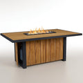 Fire Table Built for Outdoor Gatherings, 60 Inch Length, Wood-Grain Composite Top, Steel Frame