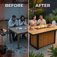 AuroraFlame Elevate 60" Fire Table — Before & After