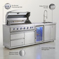 Outdoor Kitchen Built for Performance, Six-Burner Grill, Built-In Refrigerator, Marine-Grade Steel