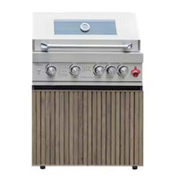 Outdoor Kitchen Island Built for Premium Backyard Cooking, Stainless Steel Worktop, Teak Cabinet Faces